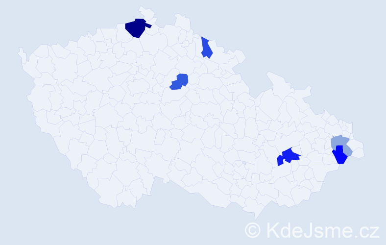 Příjmení: 'Kosztyu', počet výskytů 11 v celé ČR