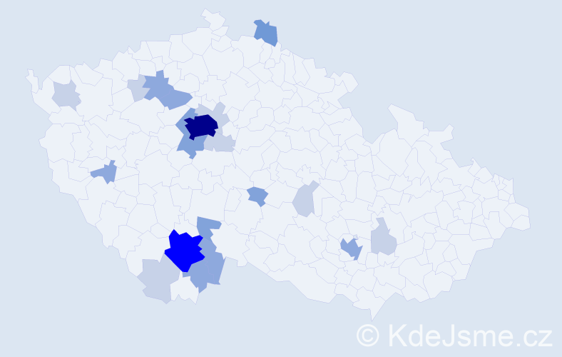 Příjmení: 'Chadt', počet výskytů 53 v celé ČR