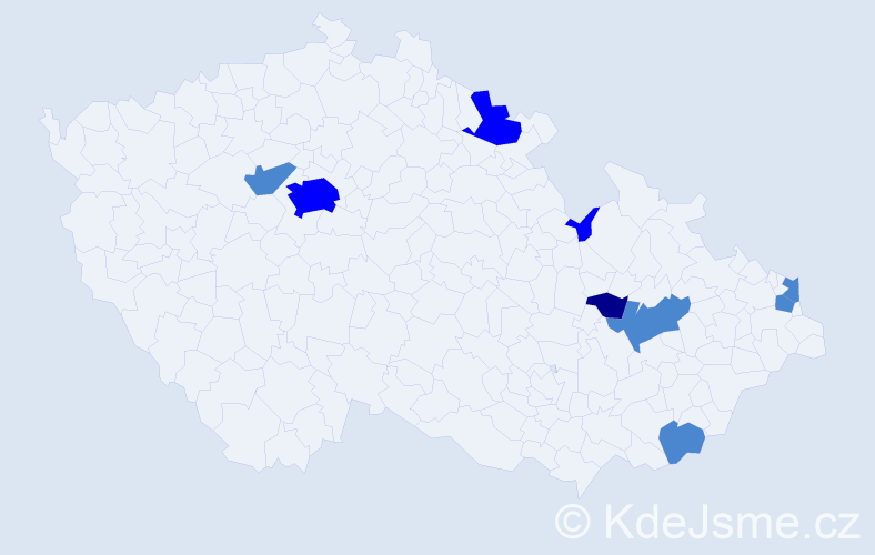 Příjmení: 'Rajtárová', počet výskytů 14 v celé ČR