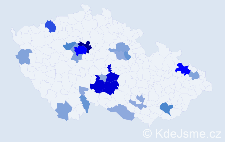 Příjmení: 'Truplová', počet výskytů 77 v celé ČR