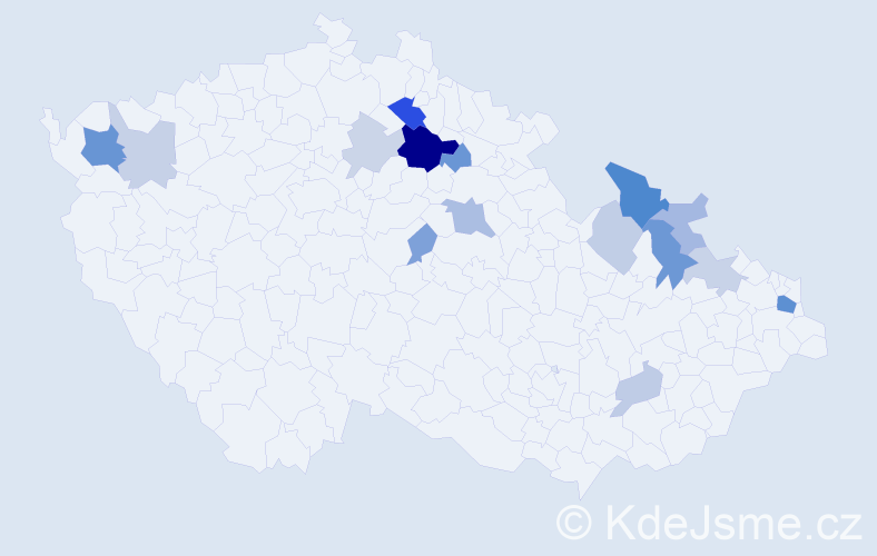 Příjmení: 'Rusznyák', počet výskytů 34 v celé ČR