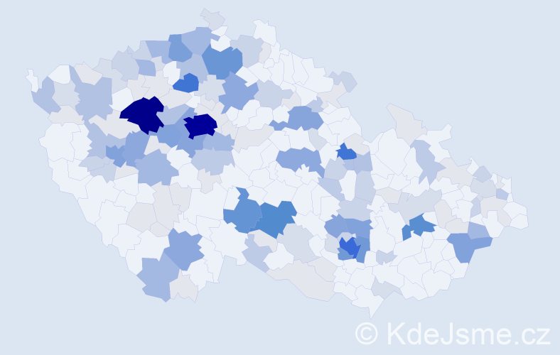 Příjmení: 'Kapoun', počet výskytů 523 v celé ČR