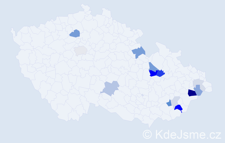 Příjmení: 'Manethová', počet výskytů 33 v celé ČR