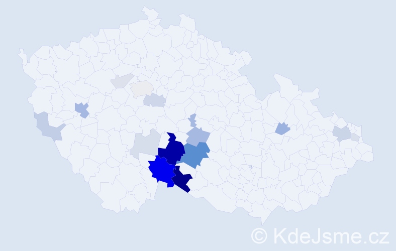 Příjmení: 'Mitas', počet výskytů 54 v celé ČR