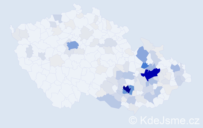 Příjmení: 'Bartoněk', počet výskytů 505 v celé ČR