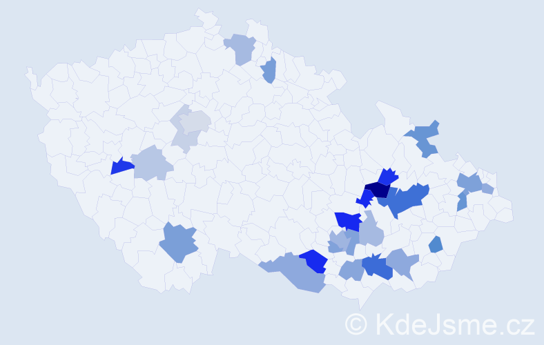 Příjmení: 'Jevický', počet výskytů 67 v celé ČR