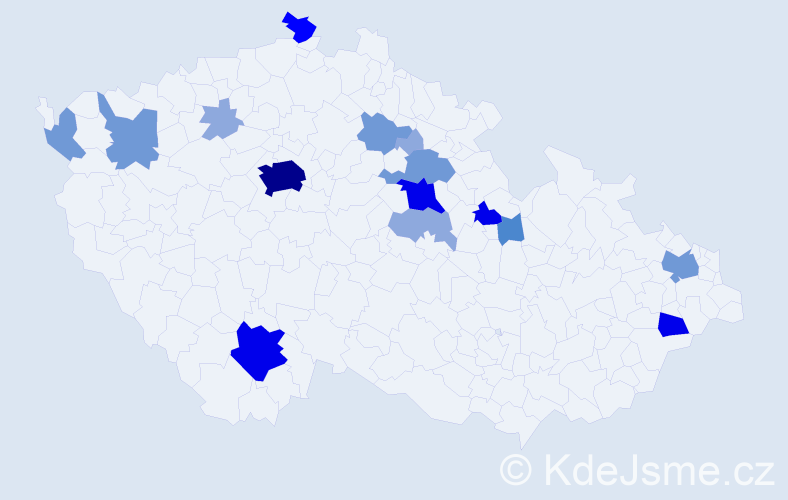 Příjmení: 'Kada', počet výskytů 46 v celé ČR