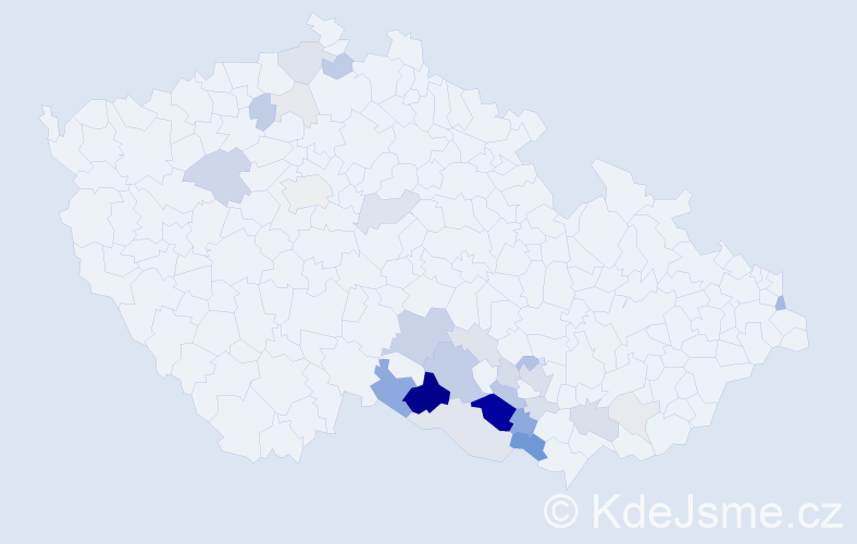 Příjmení: 'Břinková', počet výskytů 92 v celé ČR