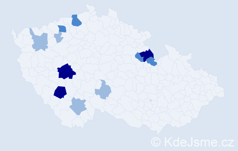 Příjmení: 'Kernal', počet výskytů 24 v celé ČR