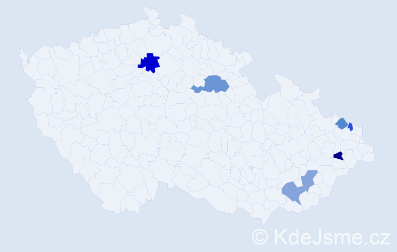 Příjmení: 'Bajánková', počet výskytů 9 v celé ČR