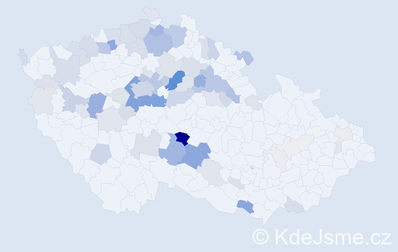 Příjmení: 'Hodač', počet výskytů 290 v celé ČR