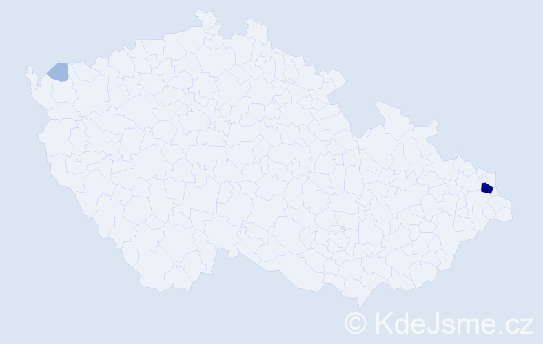 Příjmení: 'Kútiová', počet výskytů 5 v celé ČR