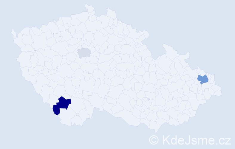 Příjmení: 'Ma', počet výskytů 4 v celé ČR