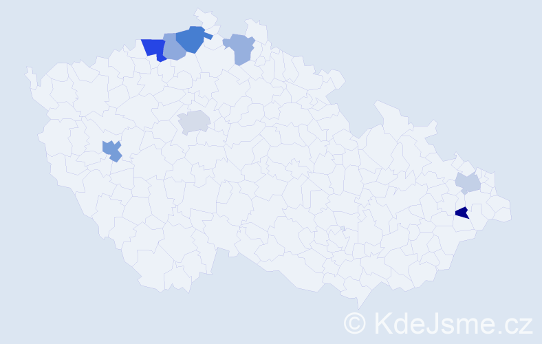 Příjmení: 'Frontzová', počet výskytů 13 v celé ČR