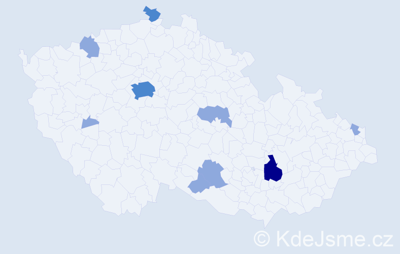Příjmení: 'Bobová', počet výskytů 16 v celé ČR