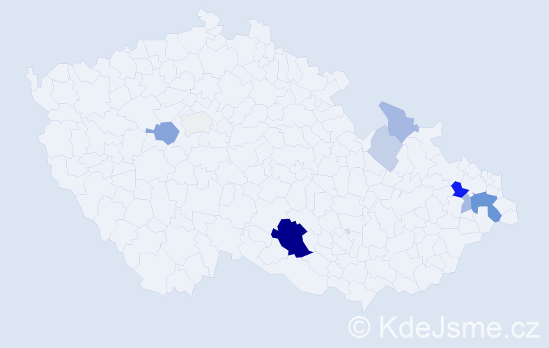 Příjmení: 'Babuněk', počet výskytů 25 v celé ČR