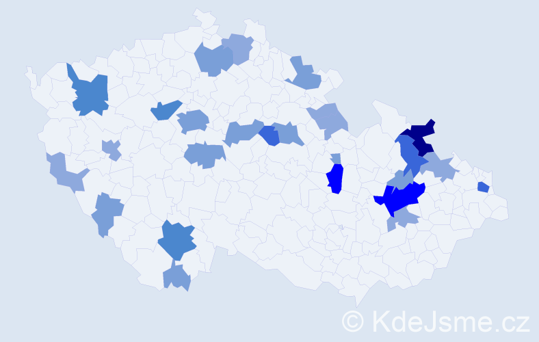 Příjmení: 'Balint', počet výskytů 65 v celé ČR