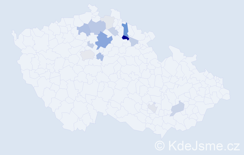 Příjmení: 'Kynych', počet výskytů 36 v celé ČR