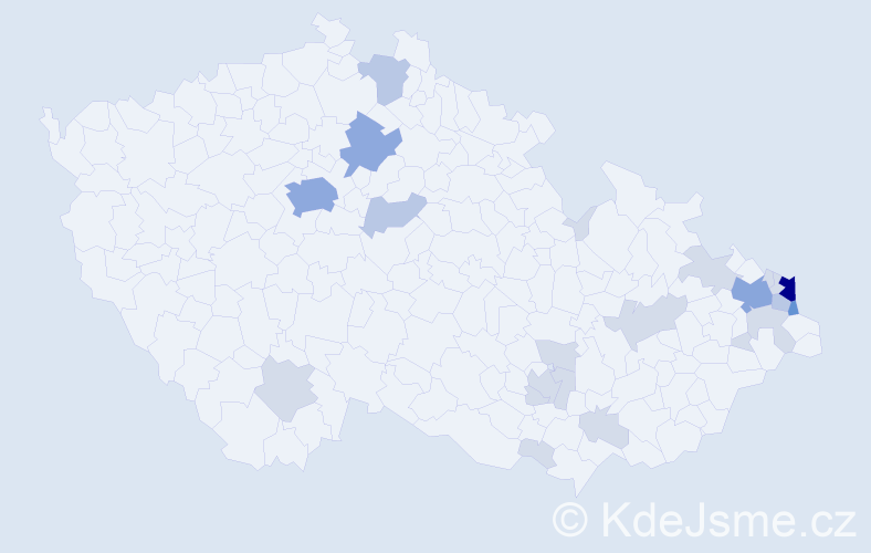 Příjmení: 'Karpeta', počet výskytů 54 v celé ČR