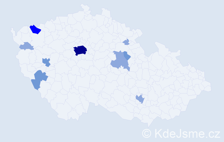 Příjmení: 'Kunzmannová', počet výskytů 21 v celé ČR
