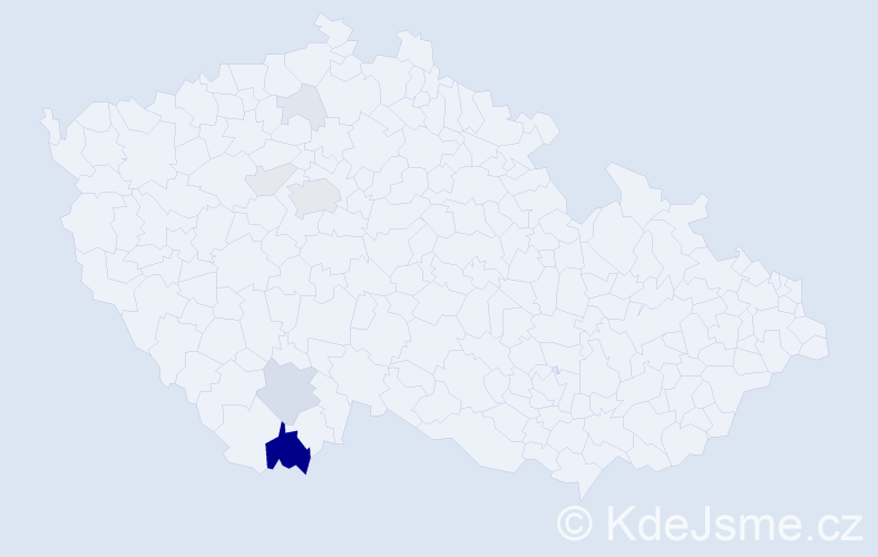 Příjmení: 'Tošilová', počet výskytů 23 v celé ČR