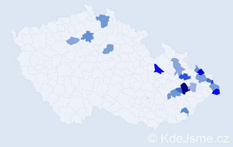 Příjmení: 'Plaskurová', počet výskytů 46 v celé ČR