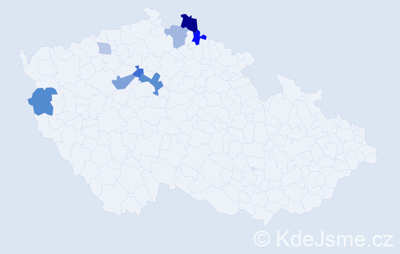 Příjmení: 'Dama', počet výskytů 19 v celé ČR