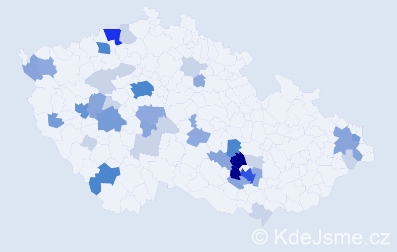 Příjmení: 'Mazourová', počet výskytů 129 v celé ČR