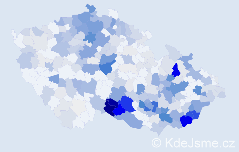 Příjmení: 'Jahoda', počet výskytů 1219 v celé ČR
