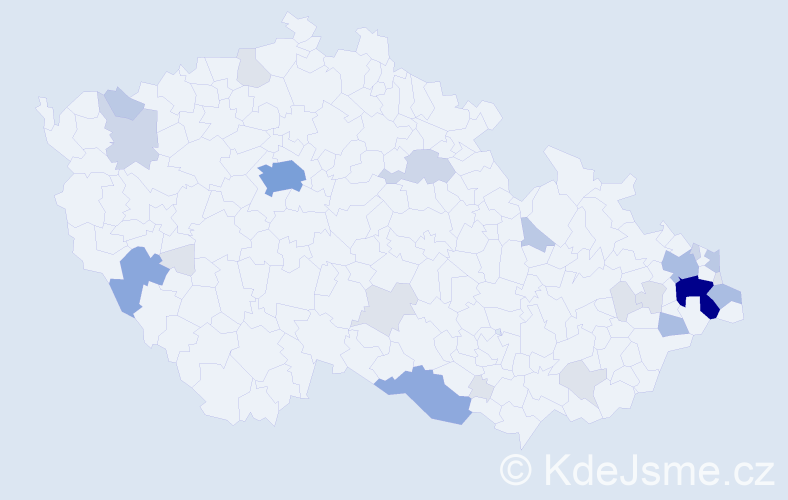 Příjmení: 'Paško', počet výskytů 82 v celé ČR
