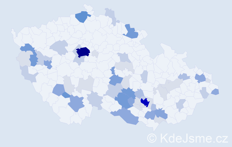 Příjmení: 'Kolesa', počet výskytů 187 v celé ČR