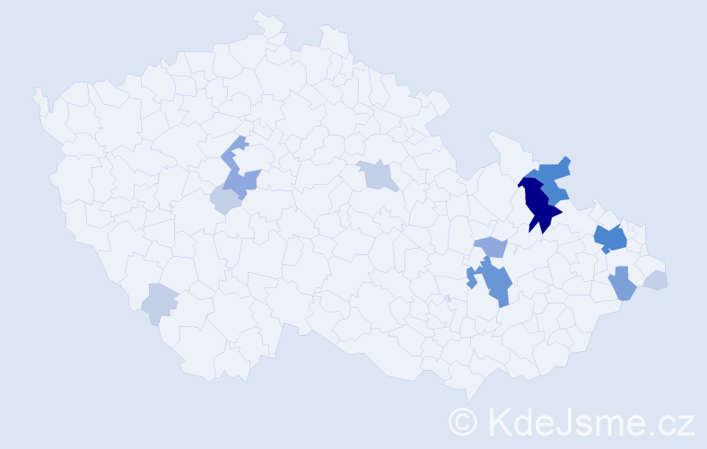Příjmení: 'Chovančáková', počet výskytů 36 v celé ČR