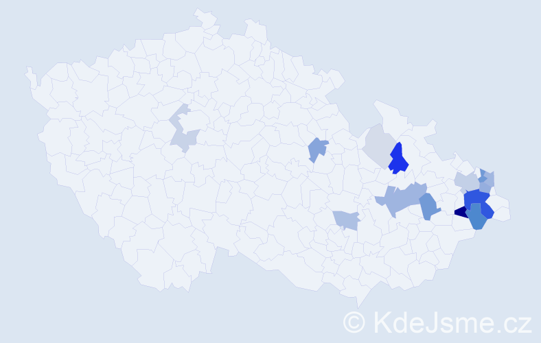Příjmení: 'Kaduch', počet výskytů 56 v celé ČR