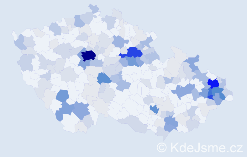 Příjmení: 'Veselková', počet výskytů 651 v celé ČR
