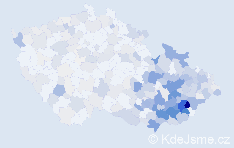 Příjmení: 'Bednaříková', počet výskytů 1343 v celé ČR