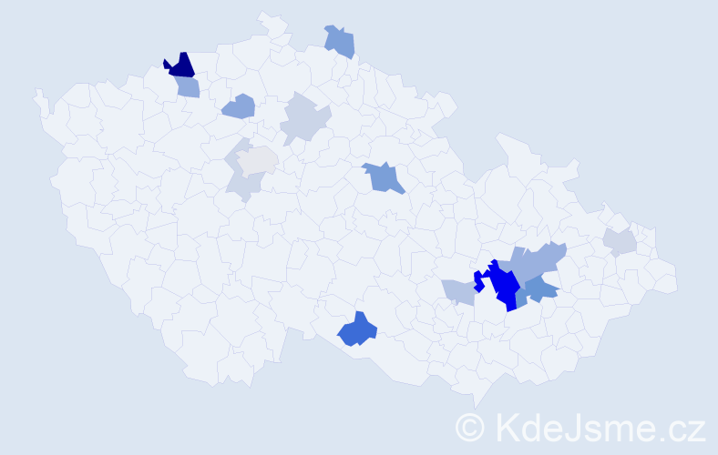 Příjmení: 'Francírek', počet výskytů 40 v celé ČR