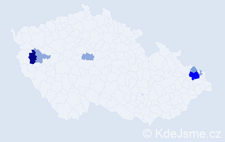 Příjmení: 'Ganobják', počet výskytů 17 v celé ČR