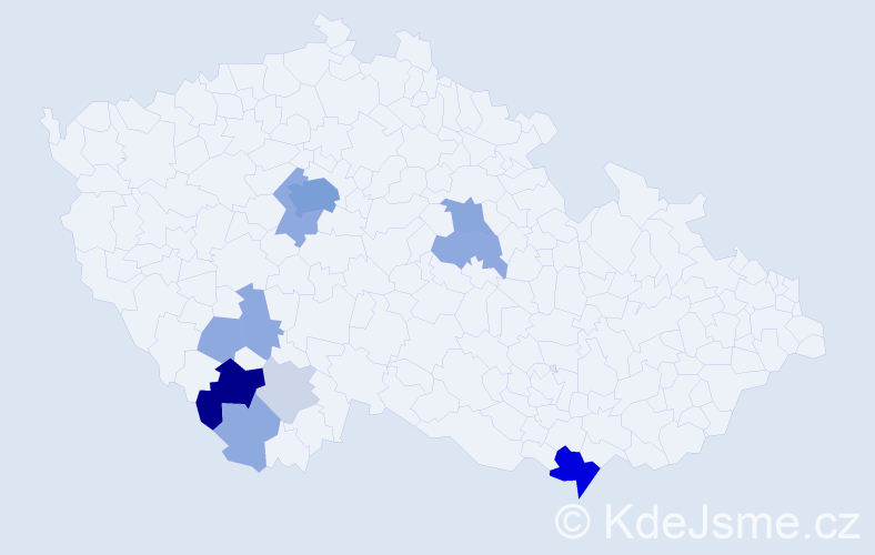 Příjmení: 'Hůrská', počet výskytů 44 v celé ČR