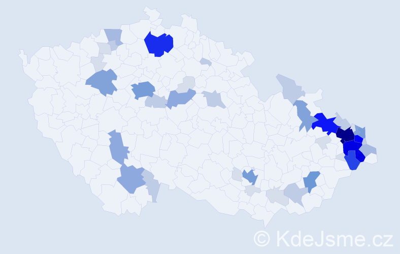 Příjmení: 'Gurecký', počet výskytů 182 v celé ČR