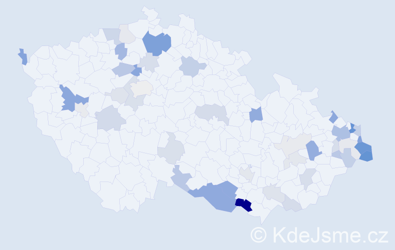 Příjmení: 'Černeková', počet výskytů 121 v celé ČR