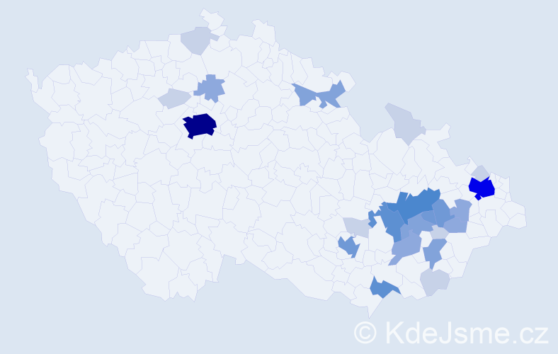 Příjmení: 'Zaorálek', počet výskytů 77 v celé ČR