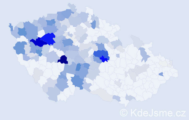 Příjmení: 'Vodrážka', počet výskytů 842 v celé ČR