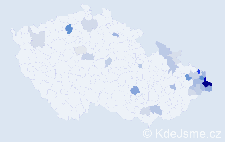 Příjmení: 'Koždoňová', počet výskytů 124 v celé ČR