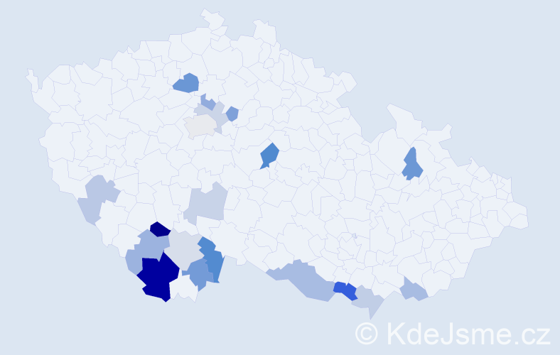 Příjmení: 'Jurašová', počet výskytů 32 v celé ČR