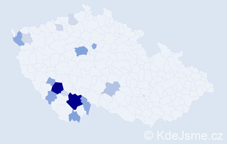 Příjmení: 'Hůdová', počet výskytů 61 v celé ČR