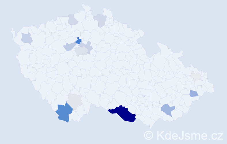 Příjmení: 'Rehberger', počet výskytů 64 v celé ČR