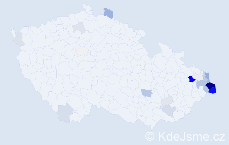 Příjmení: 'Madziová', počet výskytů 76 v celé ČR