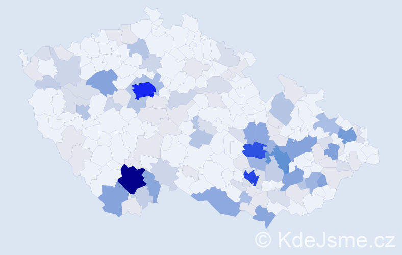 Příjmení: 'Korčáková', počet výskytů 418 v celé ČR
