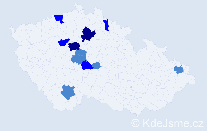 Příjmení: 'Huderová', počet výskytů 19 v celé ČR