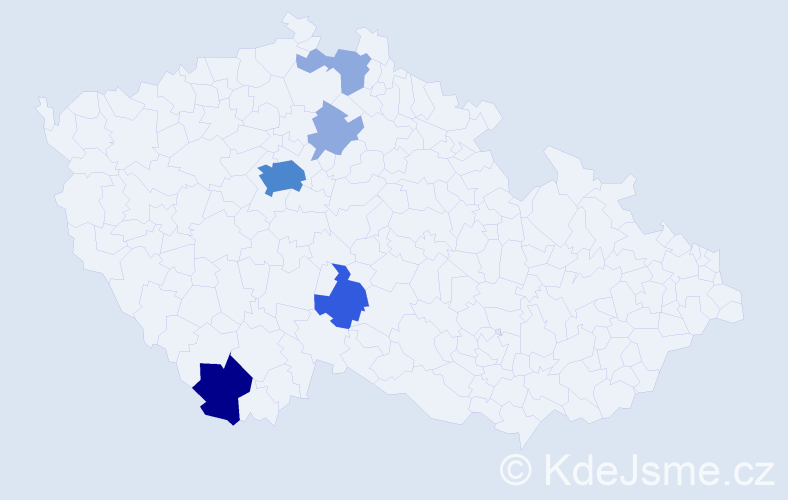 Příjmení: 'Cajzová', počet výskytů 13 v celé ČR